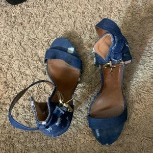 Dark Blue Denim Heels